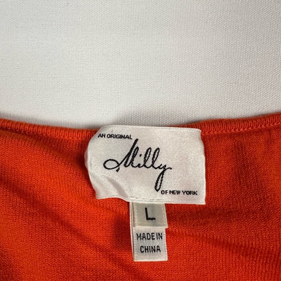 Milly of New York orange knit sleeveless dress size large - Picture 10 of 12